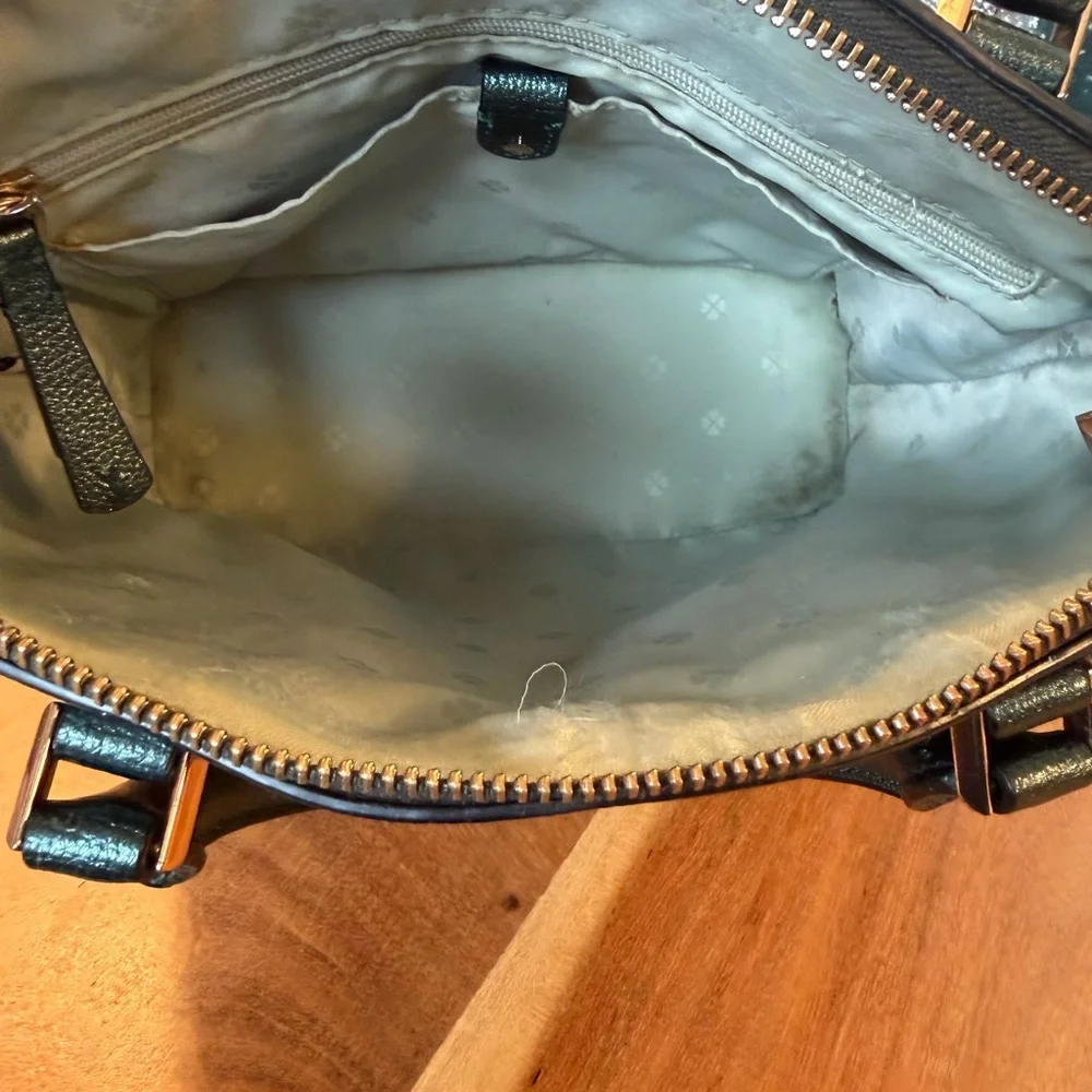 Kate Spade Minimalist Deep Evergreen Metallic Leather Sylvia Small satchel (EUC)